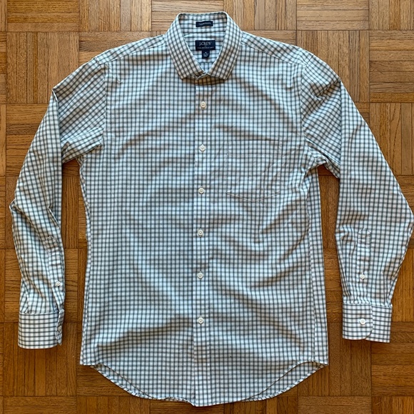 J. Crew Men's Thompson Fit Green White Shirt, M - Picture 4 of 6